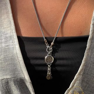 سعاده Silver necklace with dangling pendants