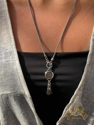 سعاده Silver necklace with dangling pendants
