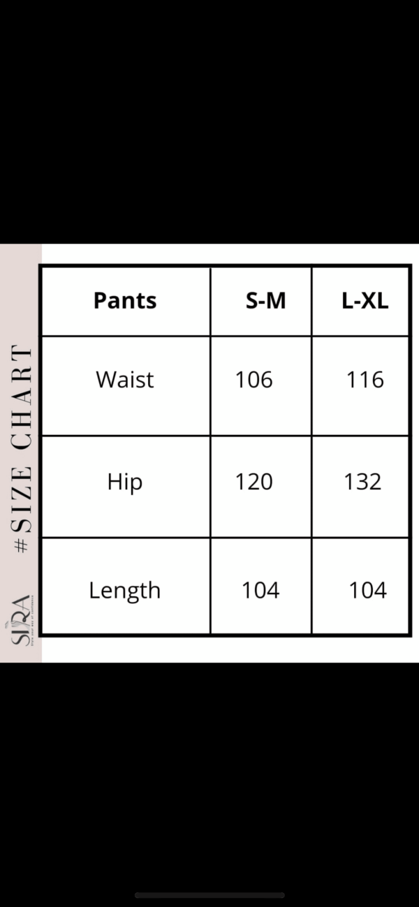 Zebra pants size Chart