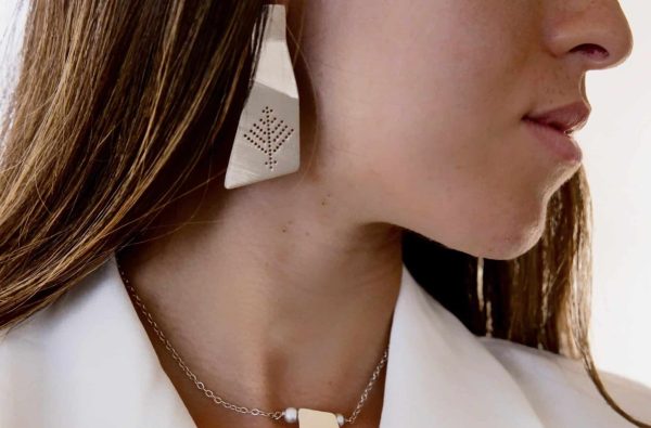 Sterling silver modern design tally earrings