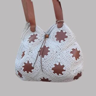 Tote leather x crochet