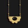 egyptian fan necklace with agate stone matt gold plated 18k scaled