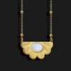 egyptian fan necklace with agate stone seashell stone matt gold plated 18k scaled