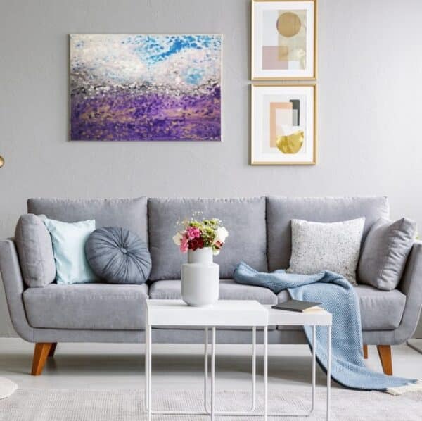 staged abstract painting of lavender field
