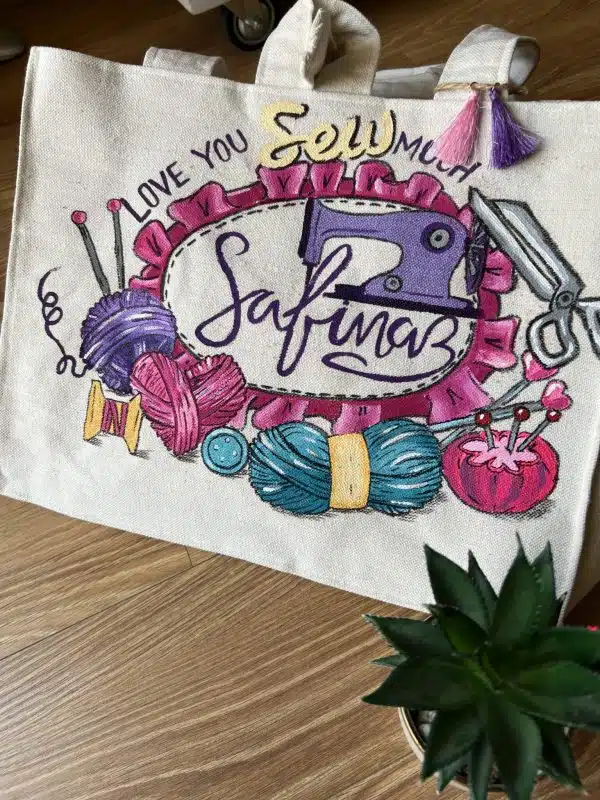 square totebag- knitting and sewing
