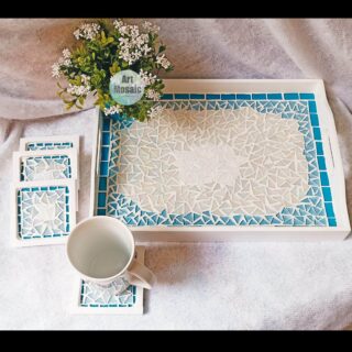 light blue mosaic tray