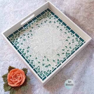 green mosaic tray