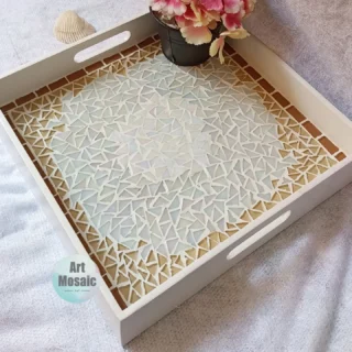 light brown mosaic tray