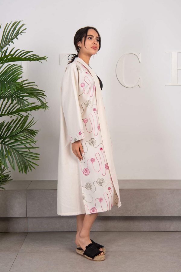 Embroidered linen kaftan/cardigan