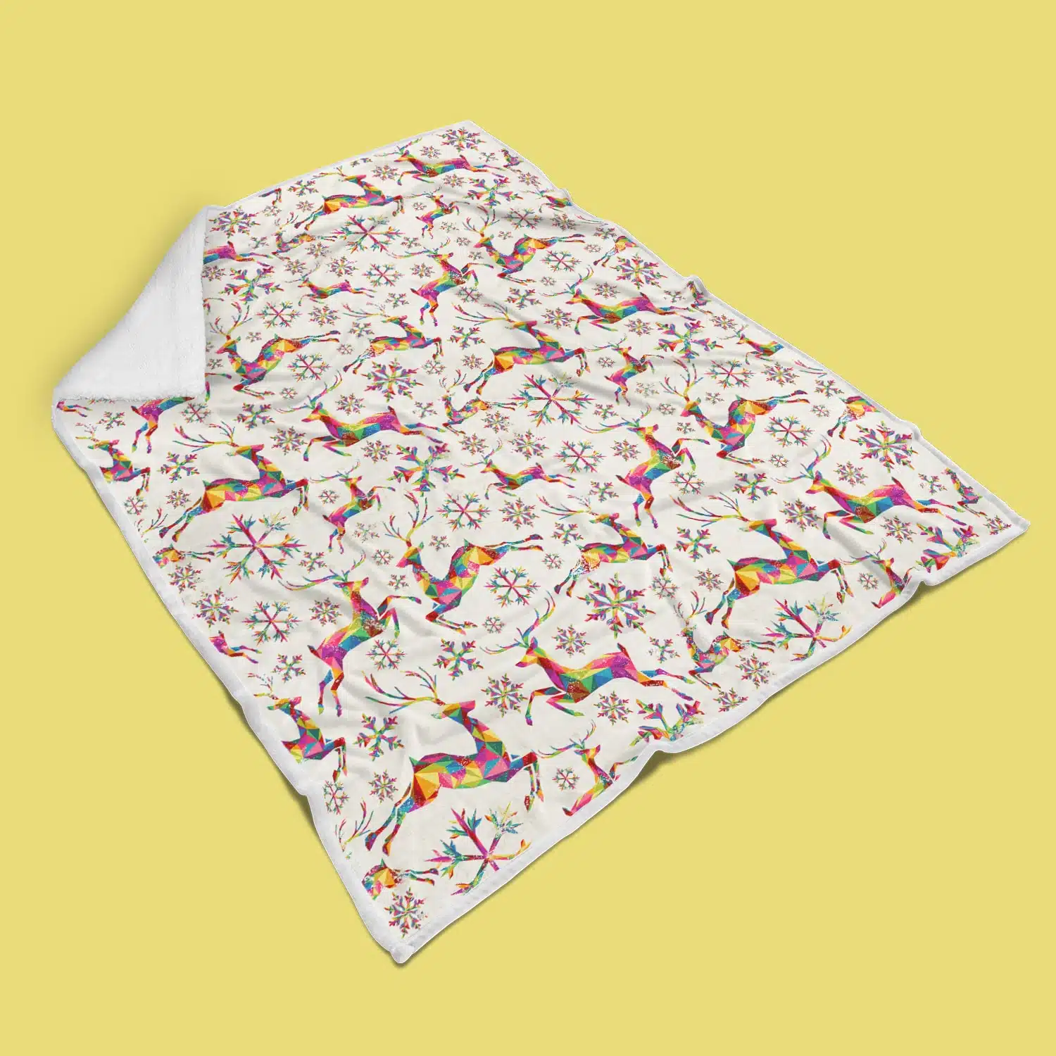 Colorful deer Christmas blanket 2 mockup blanket 4