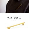 line pin, gold plated brass elegant minimal jewelry