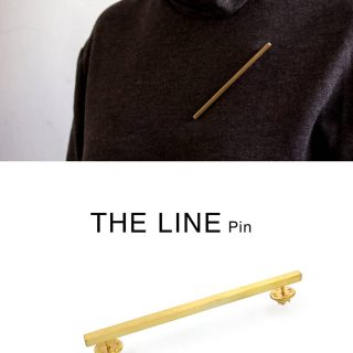 line pin, gold plated brass elegant minimal jewelry