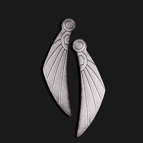 wing of horus earrings matt platinum plated scaled