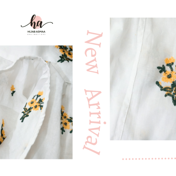 Cotton shirt with yellow embroidered flowers