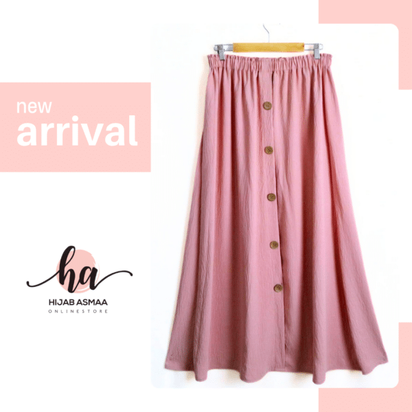 Pink Modest Maxi Skirt with Buttons