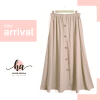 Beige Linen Modest Skirt with Buttons