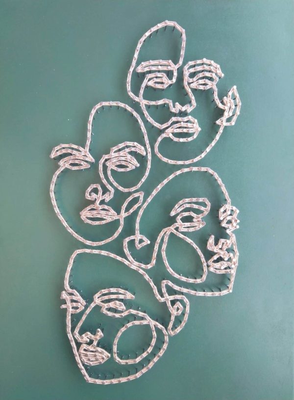 String art faces tableau