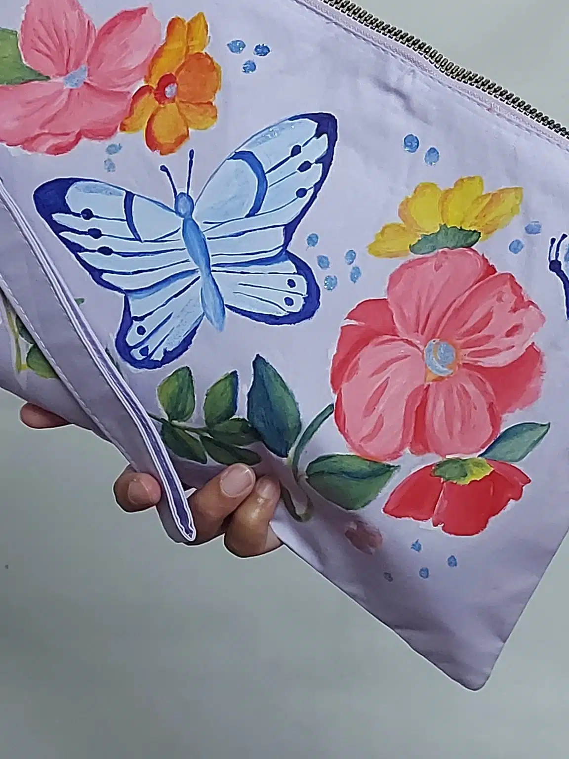 Butterfly Handmade Fabric Painting Lavender clutch 3 20241004 221736 scaled