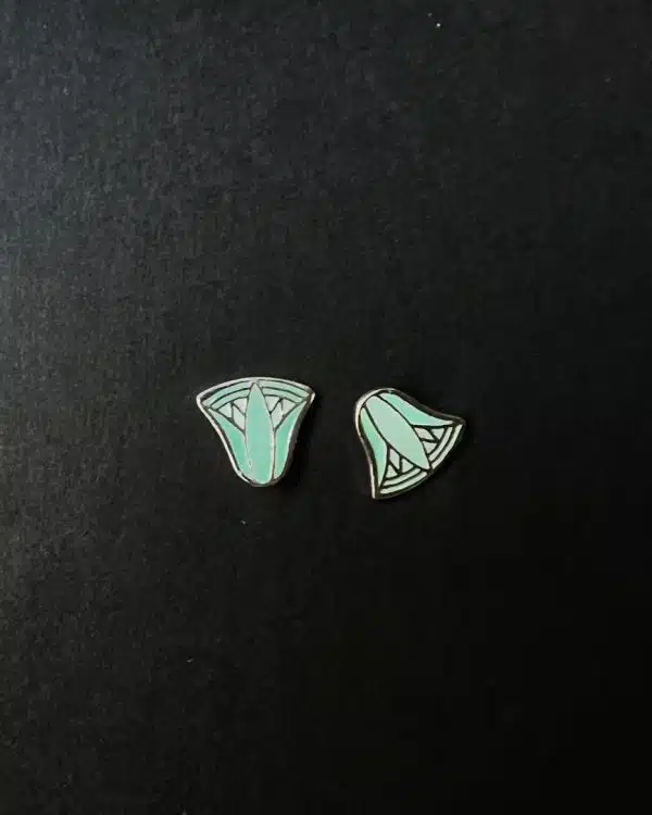 Sterling silver lotus #2 studs with Handpainted enamel.