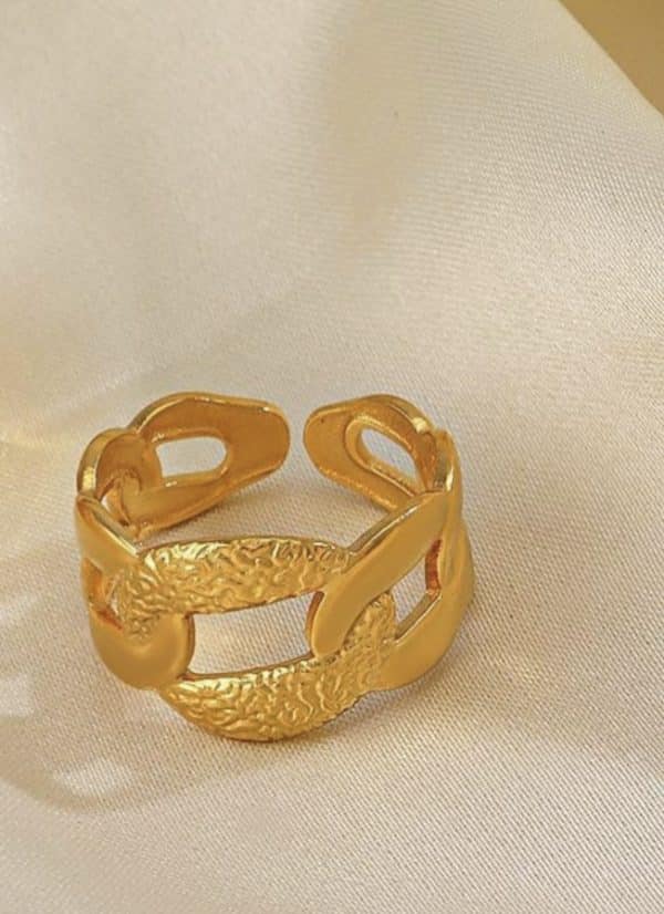 ring, stainless steel , gold-plated