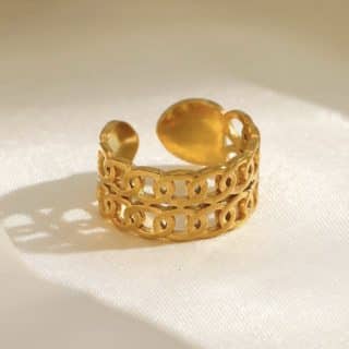 ring, stainless steel, gold-plated