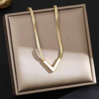 marble, necklace, stainless steel, gold-plated