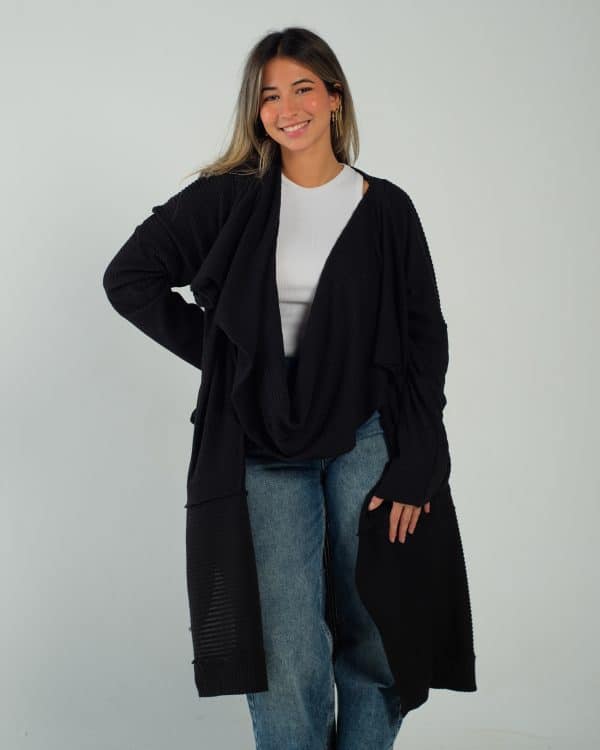 Multi way wrap cardigan in black