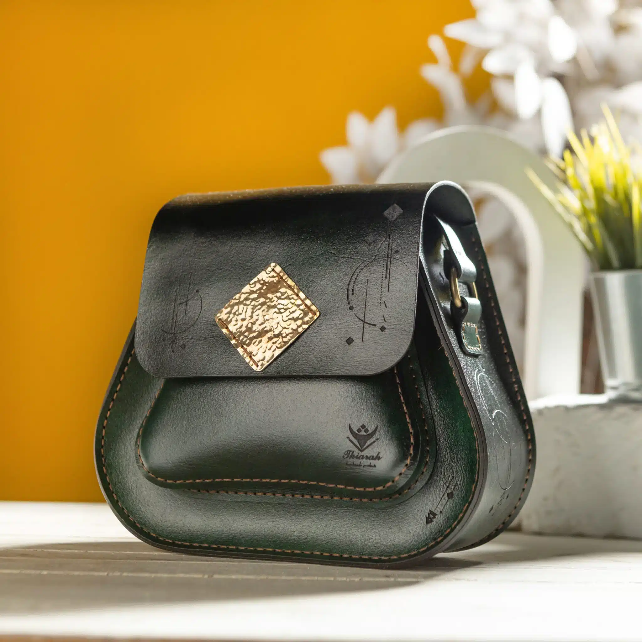 0103 Handmade Genuine leather cross bag with square copper plate 3 ezz 107 scaled