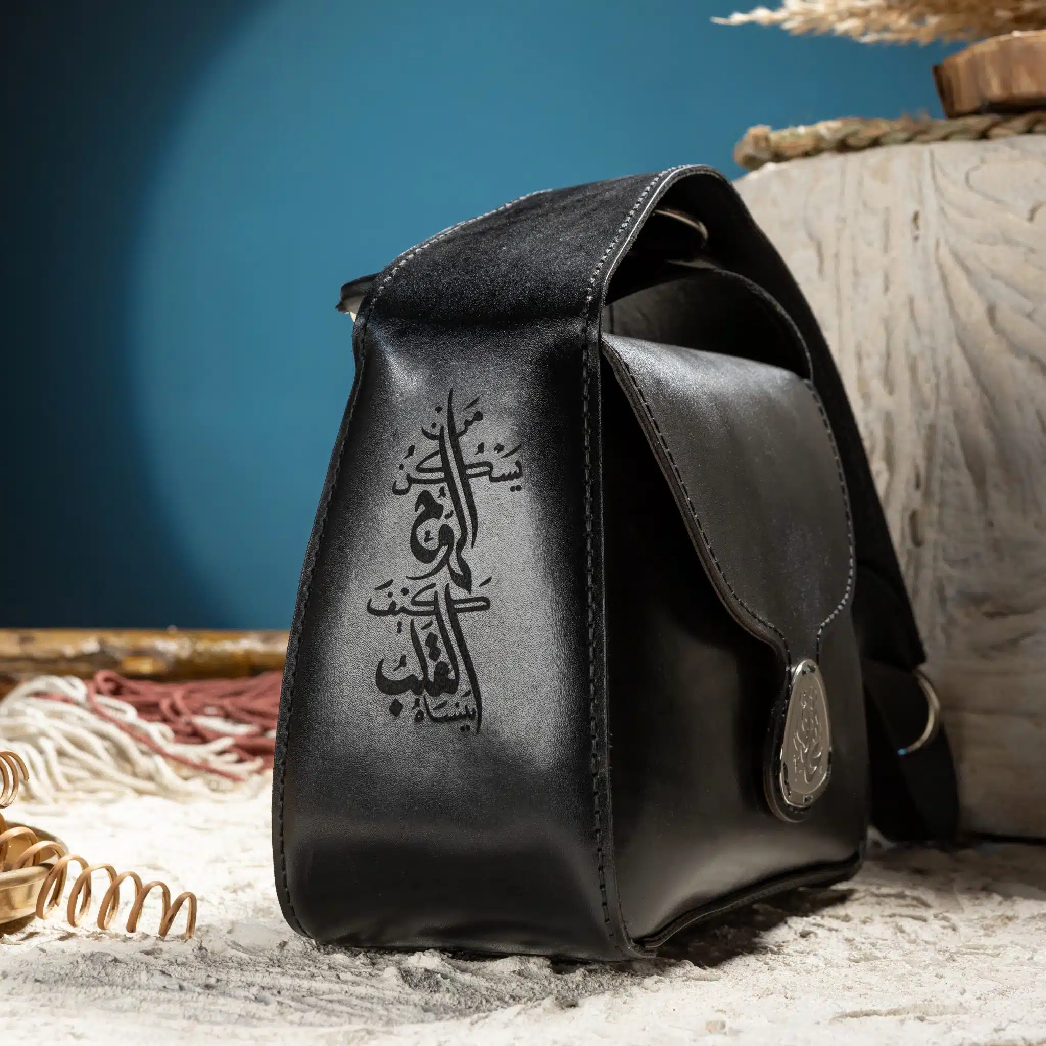 0112 Handmade Genuine leather cross bag with pottery (Black) 5 ezz 14 scaled