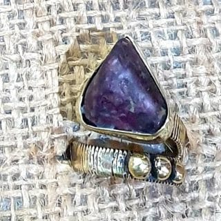 Tourmaline stone, brass ring