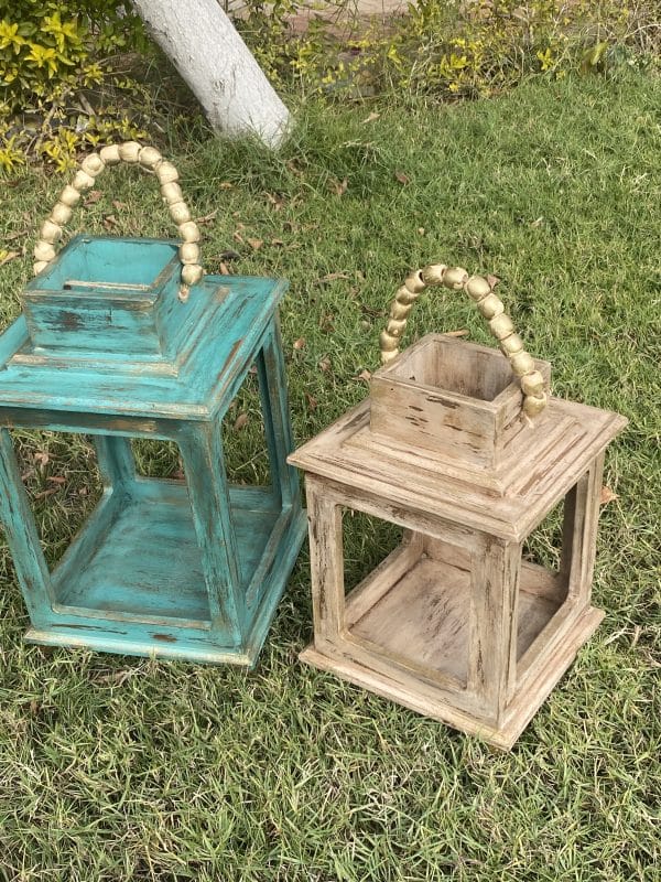 Vintage Emeral & Beige Lanterns