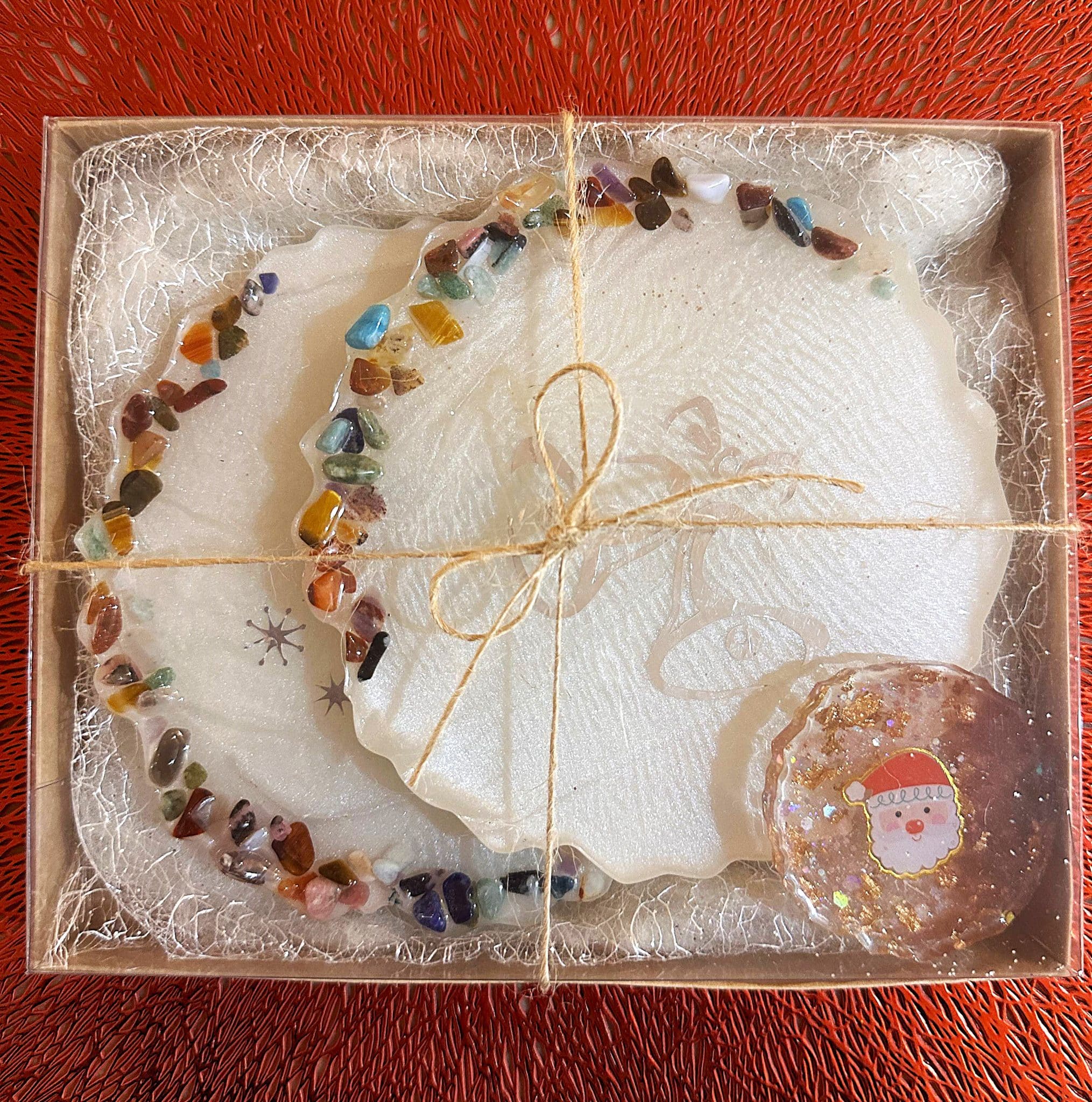 Colorful Stones Christmas Coasters and Magnet Set 2 Colorful stones christmas coasters and magnet