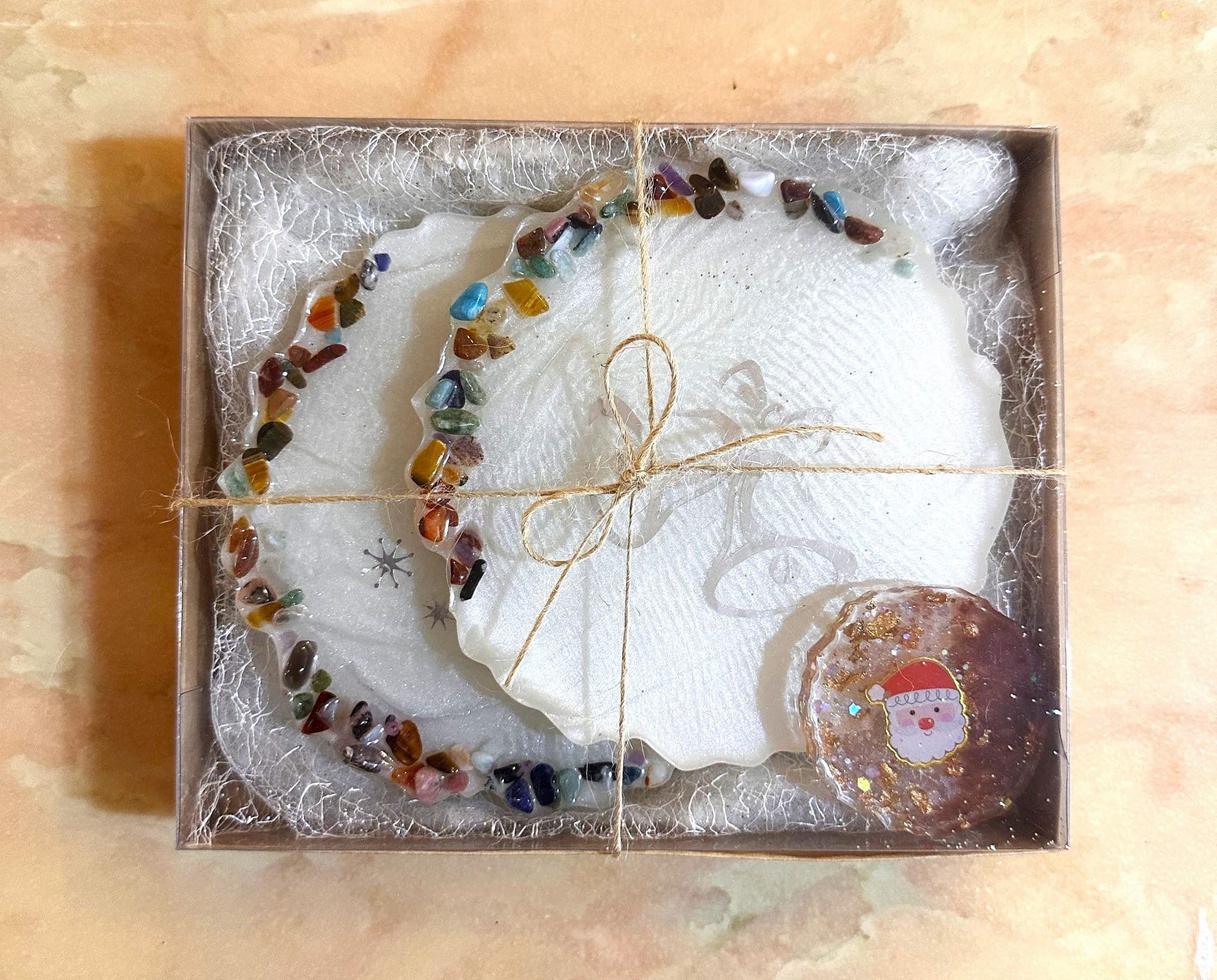 Colorful Stones Christmas Coasters and Magnet Set 3 Colorful stones christmas coasters and magnet