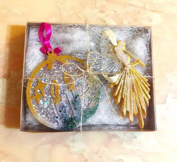 christmas candles ornament and angel