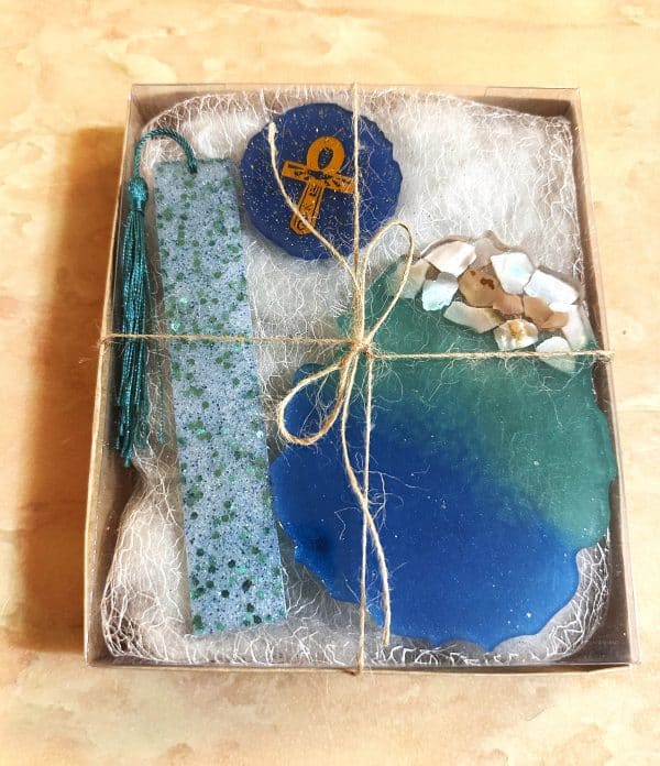 shell beach coaster, bookmark and magnet