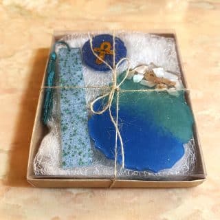 shell beach coaster, bookmark and magnet