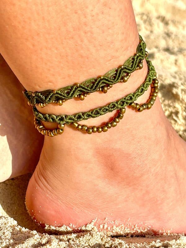 olive anklets set