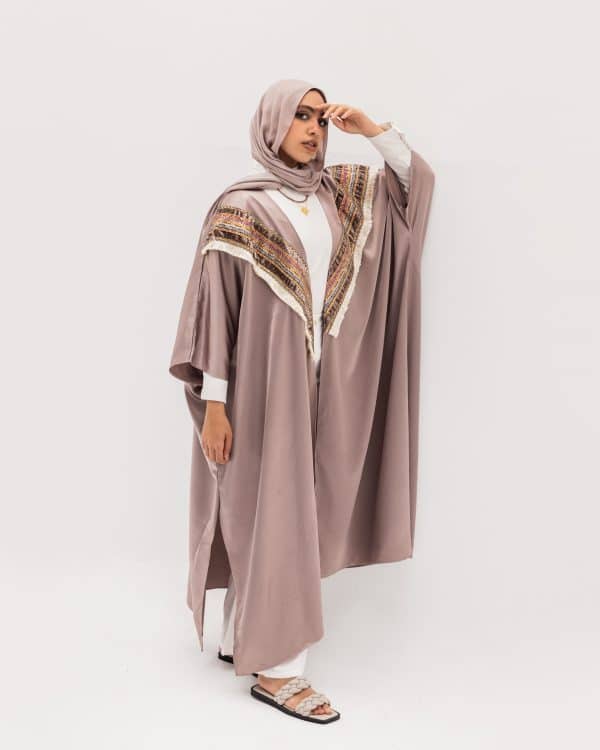 pink satin Abaya