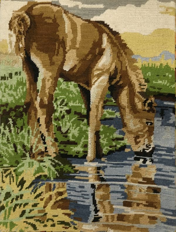 Handmade Tapestry Wall Art – Grazing Horse by the Stream