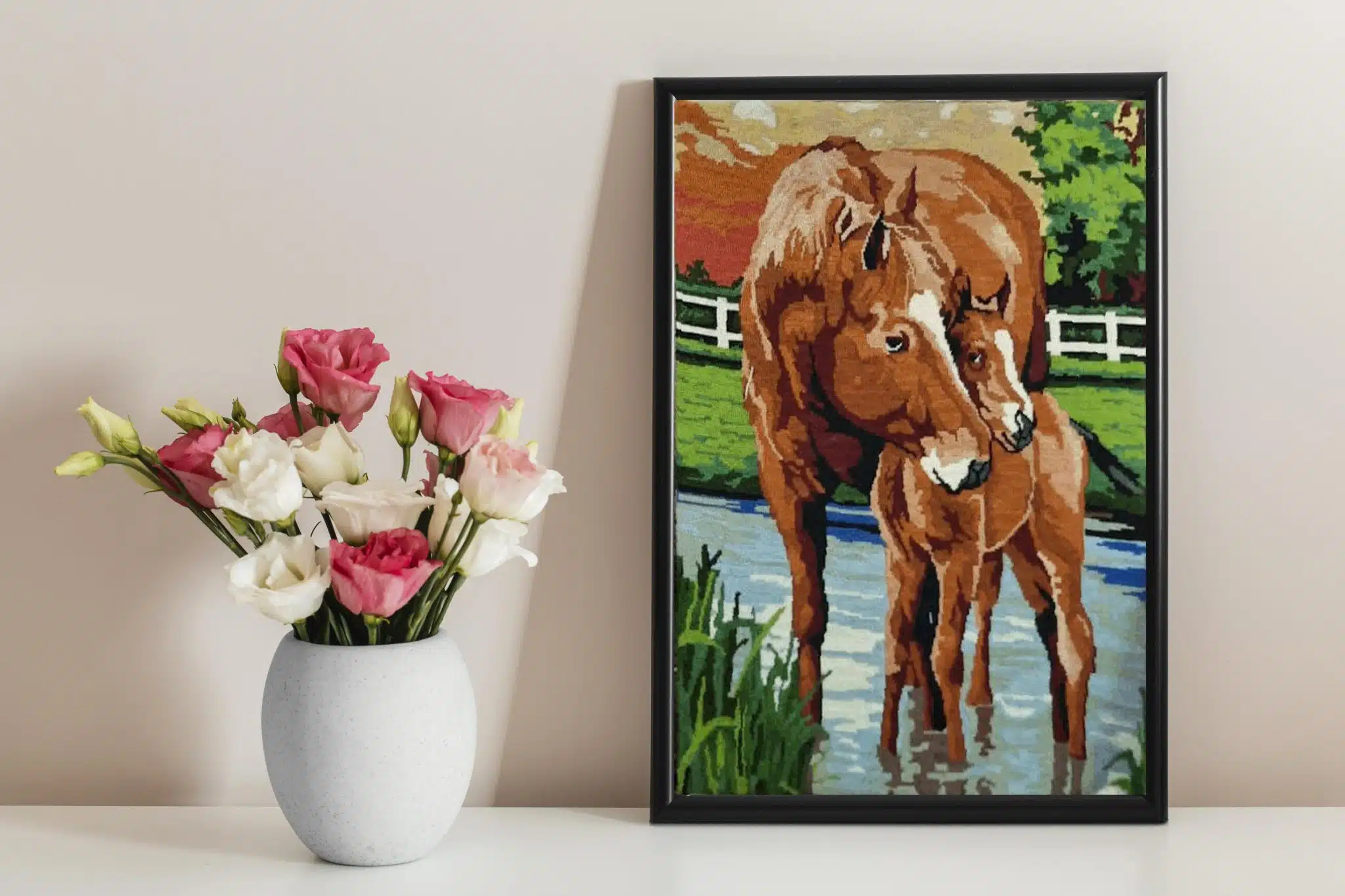 Serene Bond: Mare and Foal by the Water" 2 17a scaled