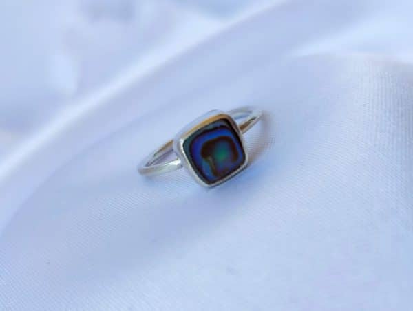 Silver Abalone Square Minimal Ring