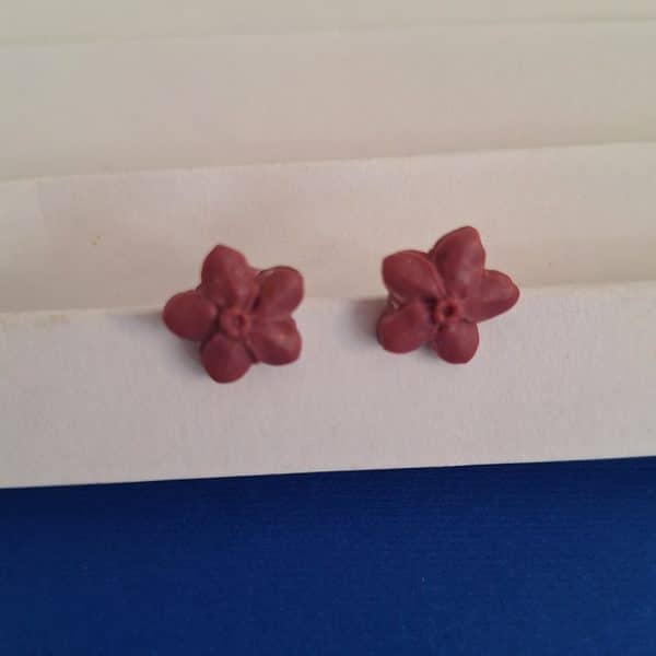 polymer clay studs earrings pink flower