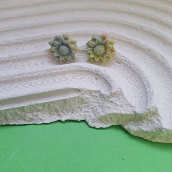 polymer clay studs earrings pastel flower