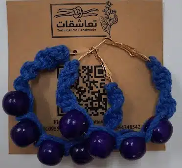 Vibrant Handmade Blue Braided Hoop Earrings with Bold Blue Beads 1 Vibrant Handmade Blue Braided Hoop Earrings with Bold Blue Beads