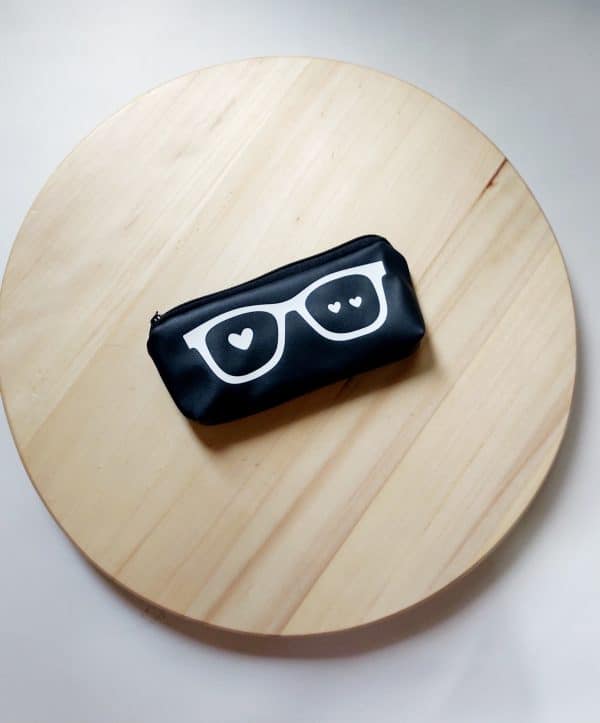 Faux leather black soft eyeglasses case