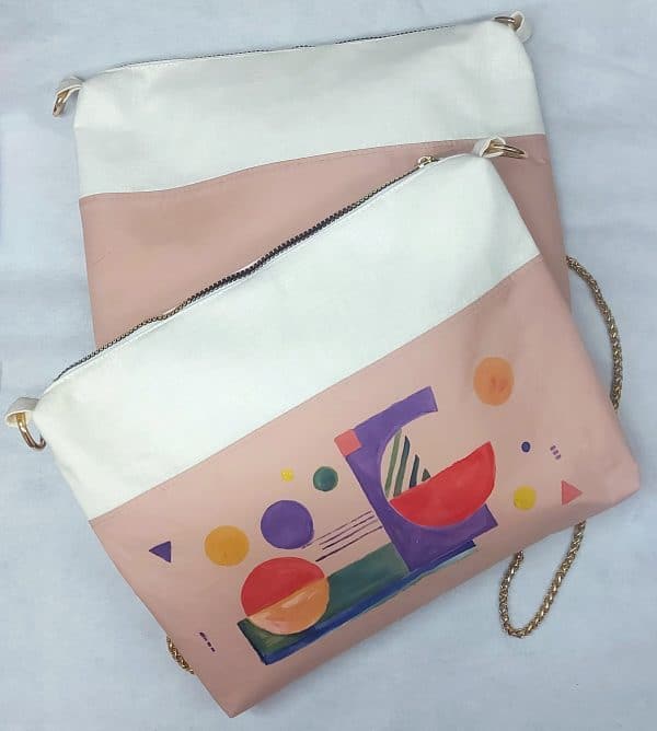 Geometric shapes cross bag fabric painting