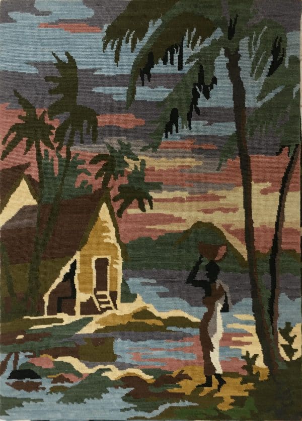 Tropical Sunset Village Scene