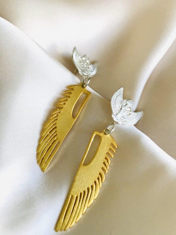 Gold plated Isis wings with silver plated Isis on top