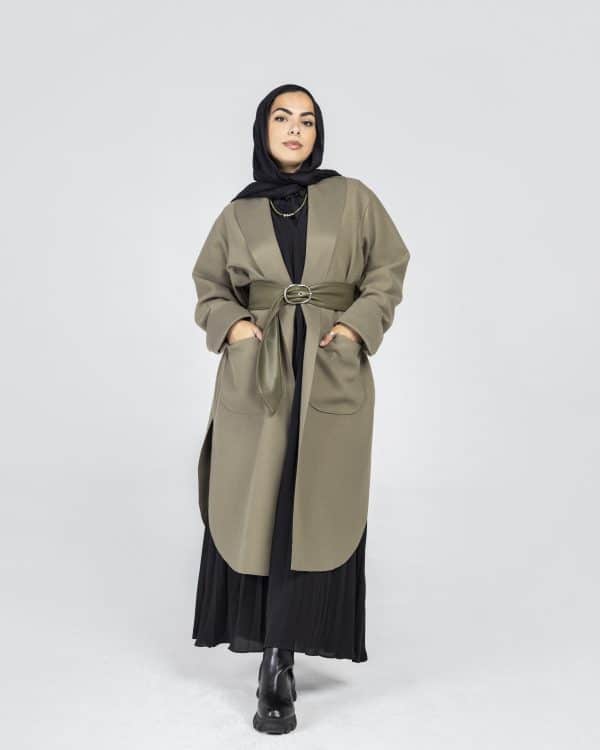 Olive wool coat.