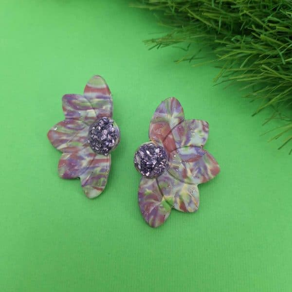 polymer clay earrings violet